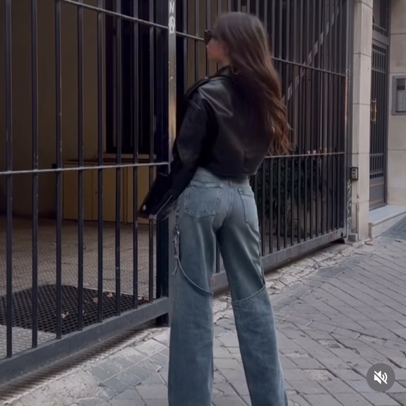 Zara TRF WIDE LEG BUCKLE JEANS - Picture 14 of 16